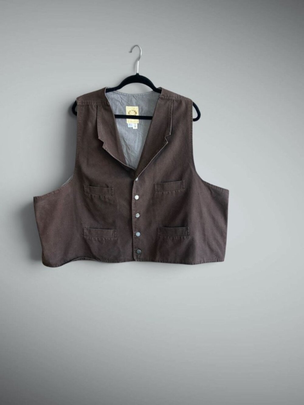 Wah Maker Frontier Clothing Men's 100% Cotton Western Brown Vest Size 3X